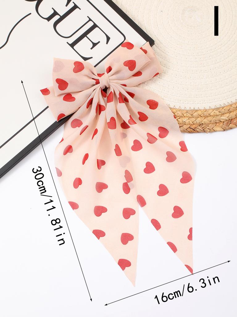 Valentine's Day Sweet Korean Women Bow Ribbon Hair Clip Spring Clip Double Layers Bowknot