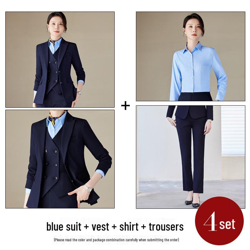 Профессиональный женский осенний костюмный набор - Формальная рабочая одежда для менеджера ресепшена отеля с пиджаком с длинными рукавами и брюками