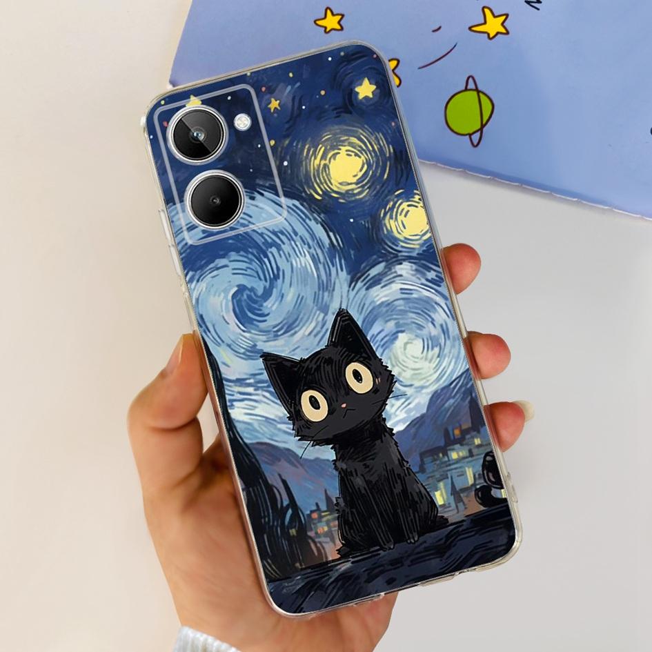 Чехол для Realme 10 RMX3630 Задняя крышка Милый мультяшный панда Тонкий мягкий прозрачный силиконовый чехол для телефона Для Realme 10 Pro Plus RMX3687 Capa