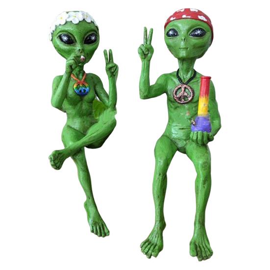 Украшение для сада с защитой от ультрафиолета, статуя инопланетянина, расписанная вручную, забавная грубая скульптура инопланетянина, украшение для дома и двора