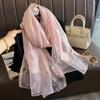 Luxury Silk Shawl Scarf for Women Design Embroidery Flowers Hijab Wraps Bufandas Female Headkerchief Fouloud Echarpe
