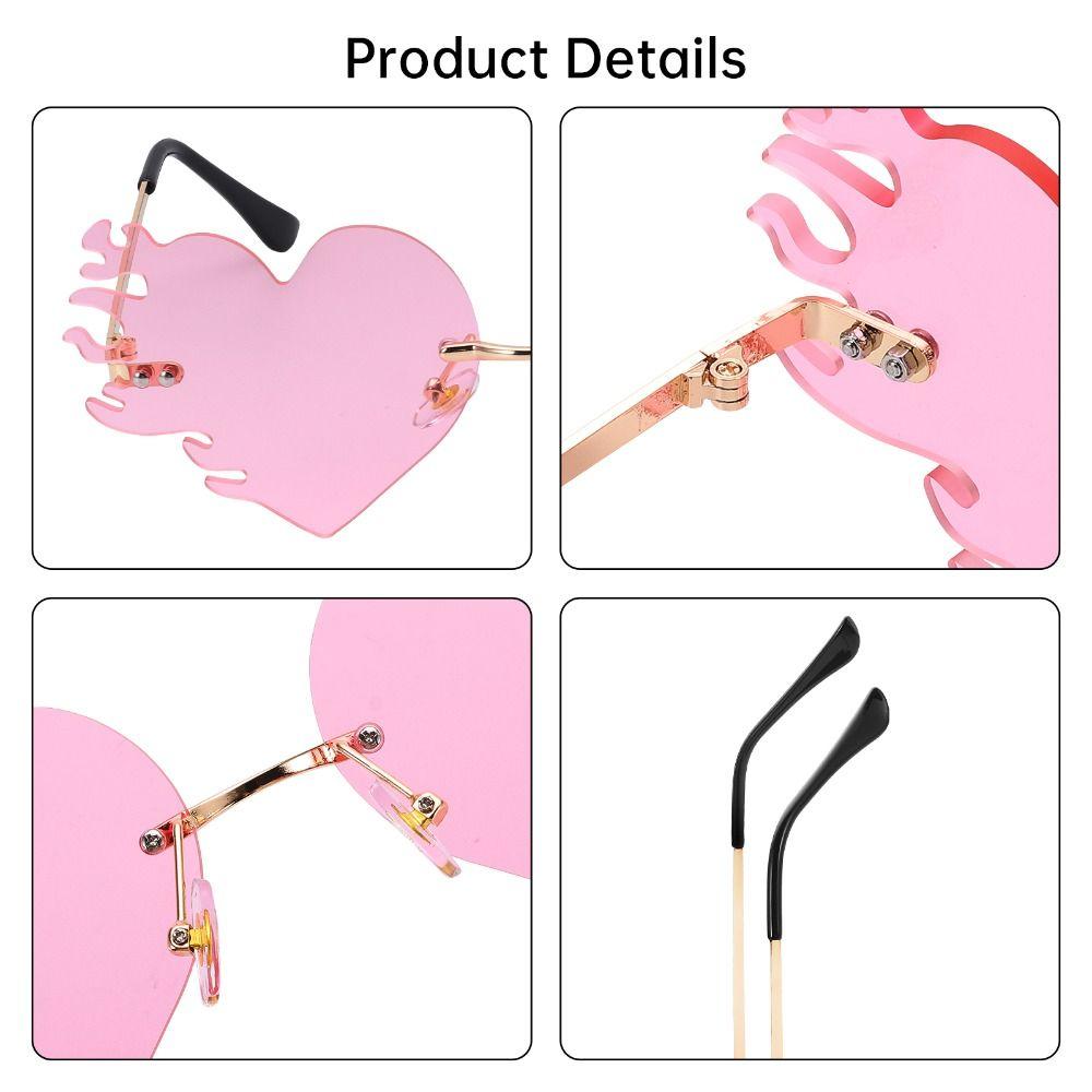 UV400 Protection Flame Love Sun Glasses Rimless Party Favor Eyewear for Women & Men