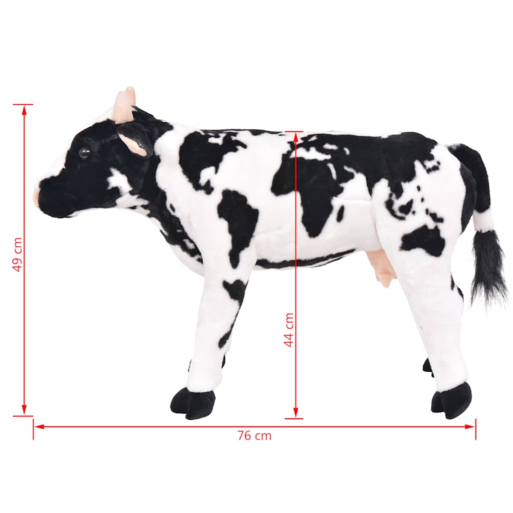 Plush Cow Toy Standing Black and White XXL