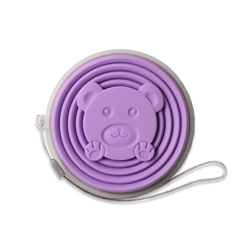 180 мл Силиконовая складная кружка для путешествий, повседневная кружка с рисунком медведя, складная многоразовая кружка для питья с крышками, выдвижные чашки