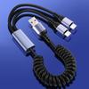 Кабель USB C, двойной кабель для автомобильного зарядного устройства типа C, спиральный шнур для зарядки USB A — Type C, быстрый шнур для телефонов и планшетов 6A USB Type C