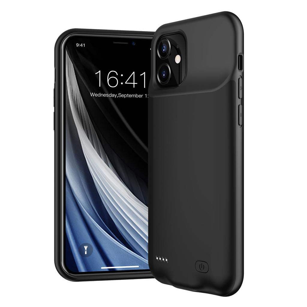 Чехол-зарядка для мобильного телефона с аккумулятором 6000 мАч для iPhone 12 mini 5,4 дюйма - Черный