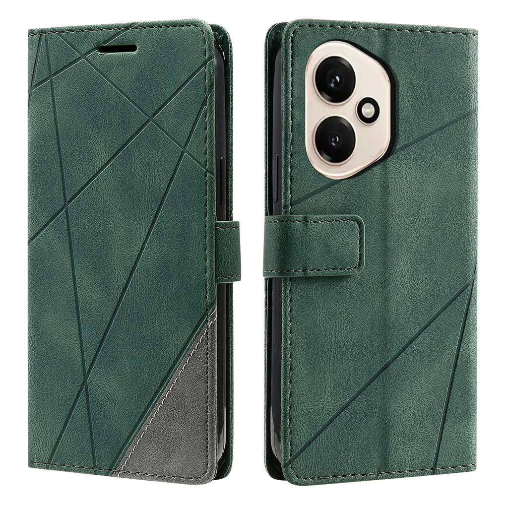 For Honor 400 5G (Global) Case Imprinted Lines PU Leather Splicing Wallet Phone Cover with Wrist Strap