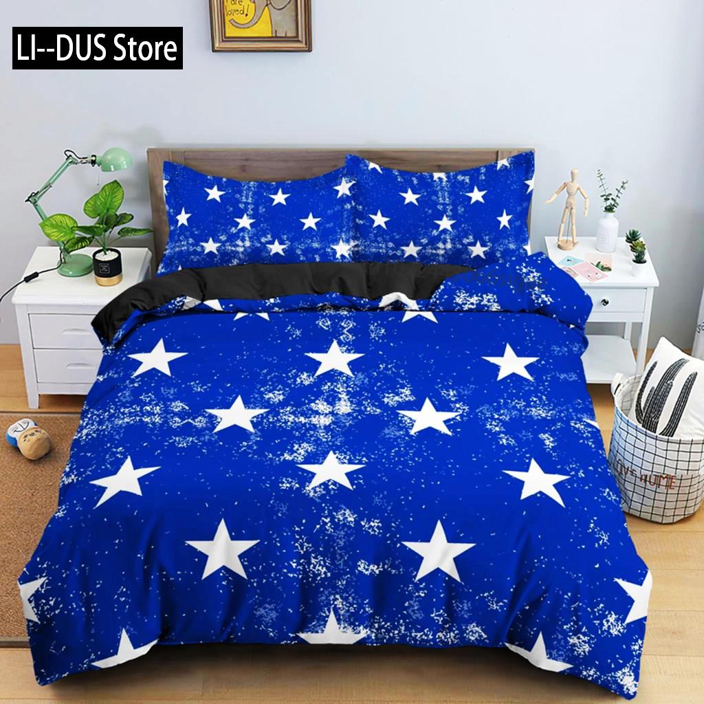 Комплект постельного белья с разноцветными звездами из микрофибры с желтыми розовыми звездами, мягкий комплект постельного белья Single King Queen Twin Size 2/3pcs, пододеяльник
