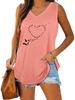 Women Fashion V Neck Printed Sleeveless Top Summer Casual Pullover Loose Tank Top