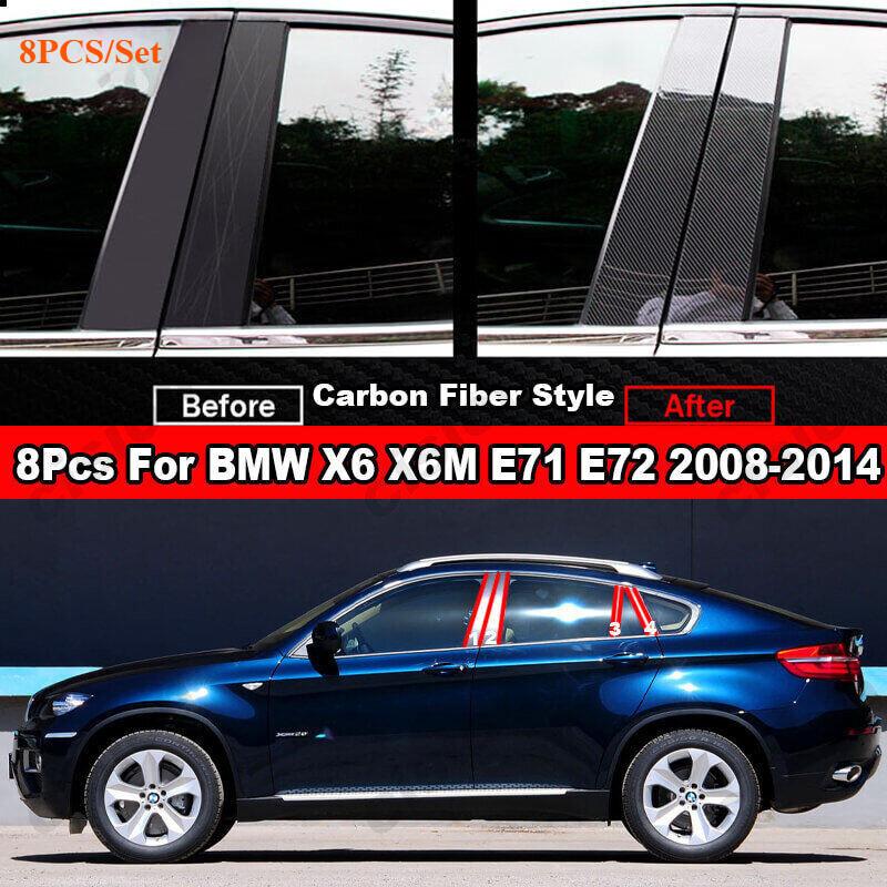 8 шт. Накладки на стойки дверей и окон из углеродного волокна для BMW X6 X6M E71 E72 2008-2014