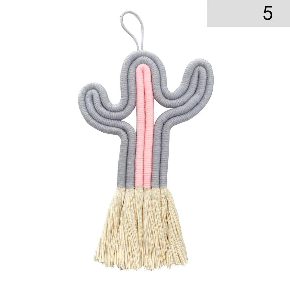 Home Decoration Creative CraftsCactus Hanging Handmade Macrame Weaving Plants Kids Room Decoration Nursery Party Wall Decor