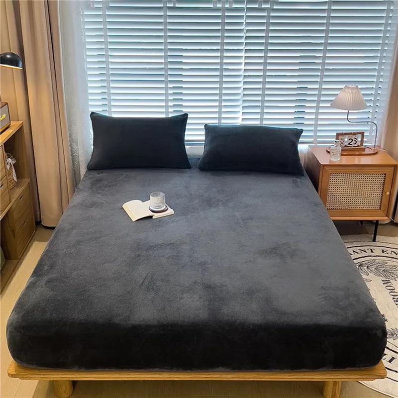 Мягкий теплый утолщенный бархатный наматрасник, защитная простыня, однотонный чехол для кровати, латексный коврик, наматрасники на кровать