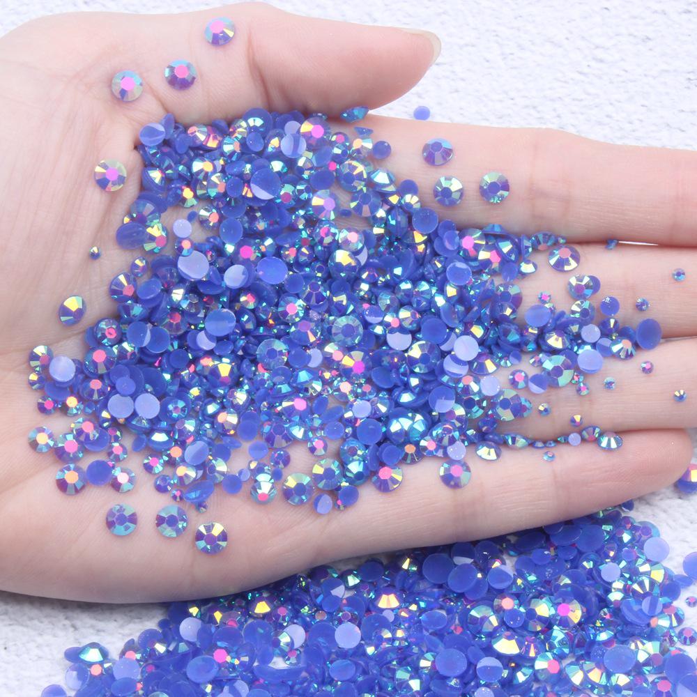 Multi-Color AB Jelly Resin Rhinestones, 2-6mm, 1000 Pcs, Flat Back for Nail Art