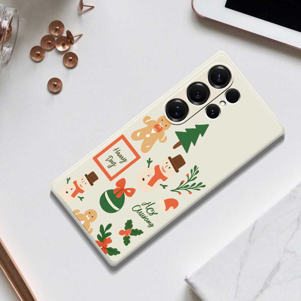For Samsung Galaxy S25 Ultra Case Christmas Snowman Pattern Printing Straight Edge TPU Phone Back Cover