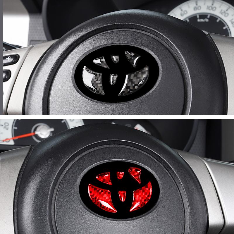 New For Toyota Corolla Rav4 CHR Auris Camry Prius Yaris RedCarbon Fiber Car Steering Wheel Emblem Badge Sticker Glue Trim Decals