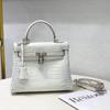 Новая женская сумка из натуральной кожи Himalaya White Crocodile Pattern Water Bag Handheld Shoulder Bag Cross Border
