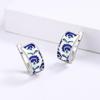 Classic Earrings for Women's Handmade Blue Enamel Flower Earrings Shape Earrings Fashion Party Jewelry Women Earrings