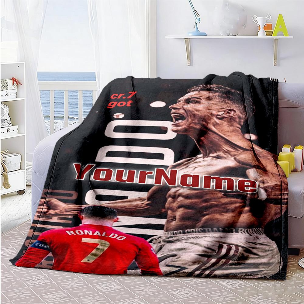 Cristiano Ronaldo 20 Personalized Name Blanket Cozy Customizable Blanket Ultra-Soft Throw For Picnics Couch Bed Living Room for All Occasions