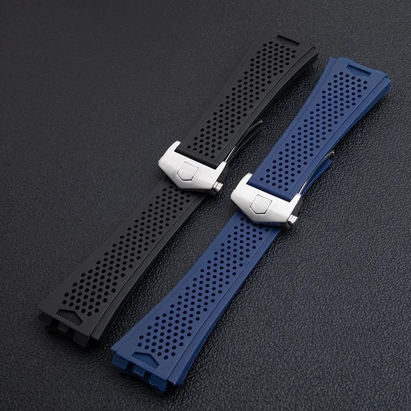 Классический мягкий резиновый ремешок для часов TAG HEUER Strap Collection унисекс дышащий водонепроницаемый 29x22 мм выпуклый конец CARRERA браслет