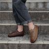 Johnature Retro Genuine Leather Casual Shoes Lightweight Soft Soled Non Slip Versatile Women's Slip-on Shoes