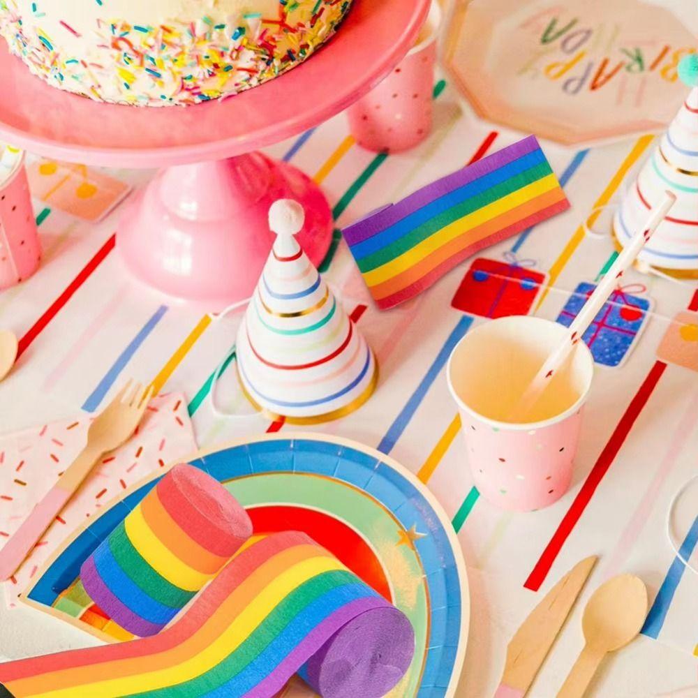 10Rolls Vibrant Colors Rainbow Crepe Paper Colorful Crepe Paper Streamers Party Backdrop