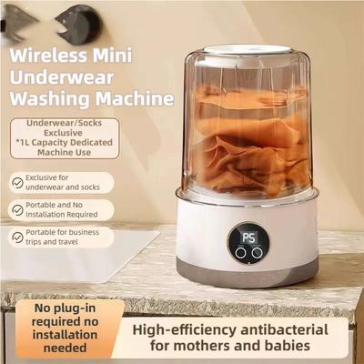 Беспроводная мини-стиральная машина 1 л, USB-перезаряжаемая, 3000 мАч, 2 скорости, портативная стиральная машина для путешествий, стирка носков, нижнего белья, одежды, стаканов