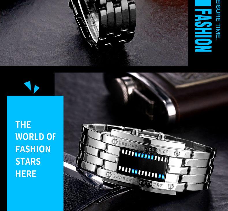 Корейские модные LED часы Железный Человек с двойной линией, бинарные, модные, парные, студенческие