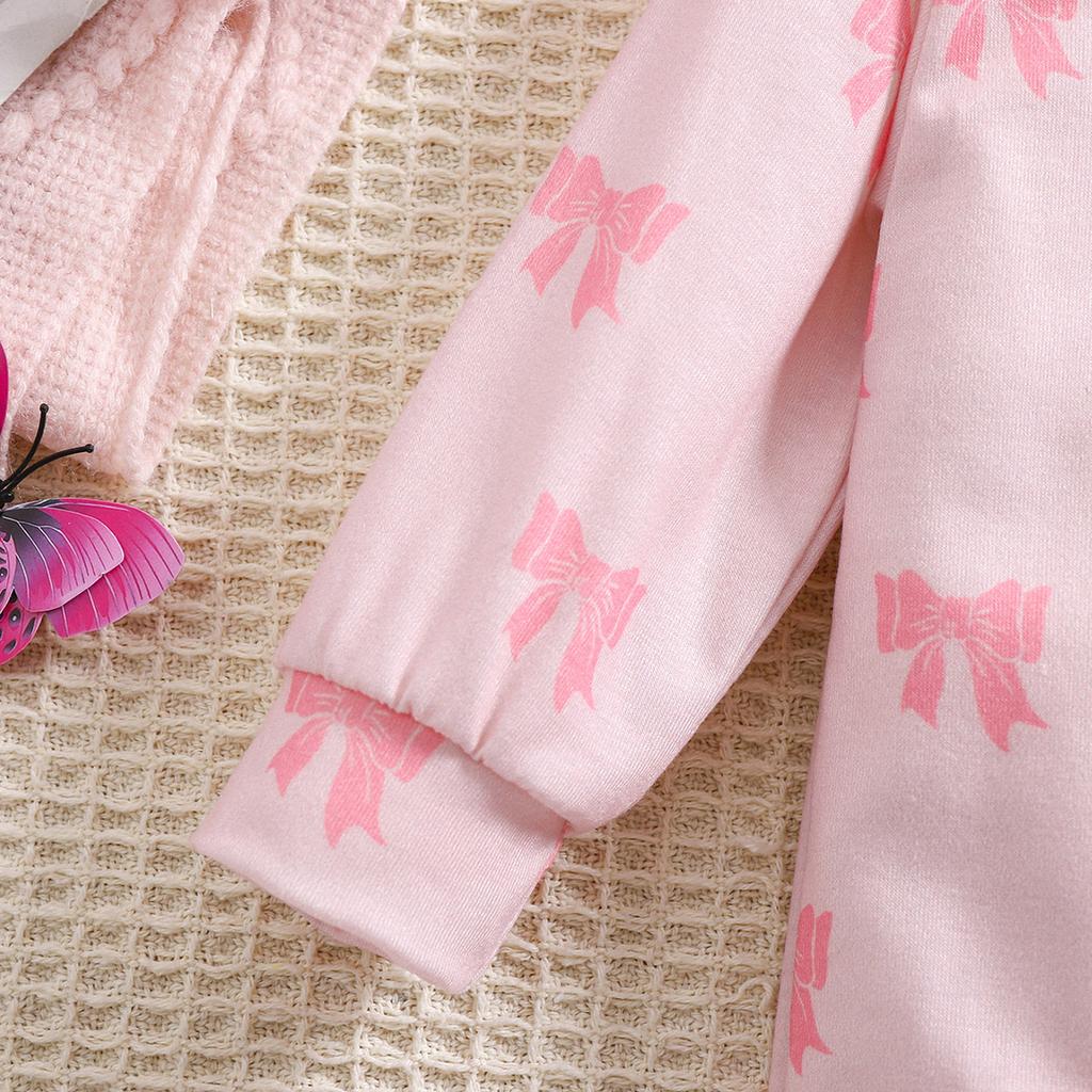 1-9 месяцев для девочек, милый комбинезон с бантом и принтом, повседневный комбинезон с длинными рукавами