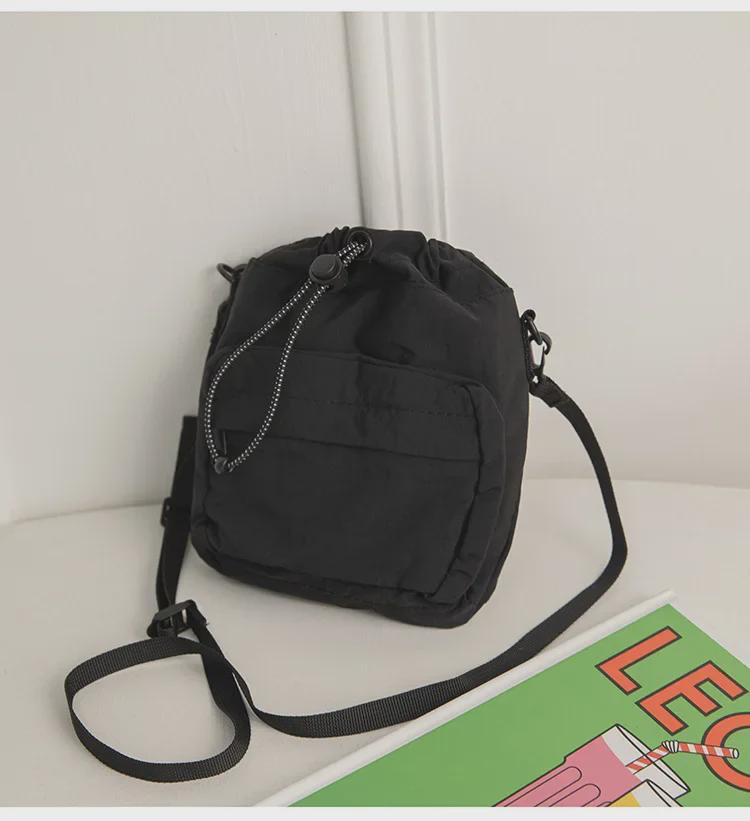 Сумка-мессенджер из нейлона с завязками на шнурке в корейском стиле 2023 года — легкая, универсальная летняя женская сумка через плечо