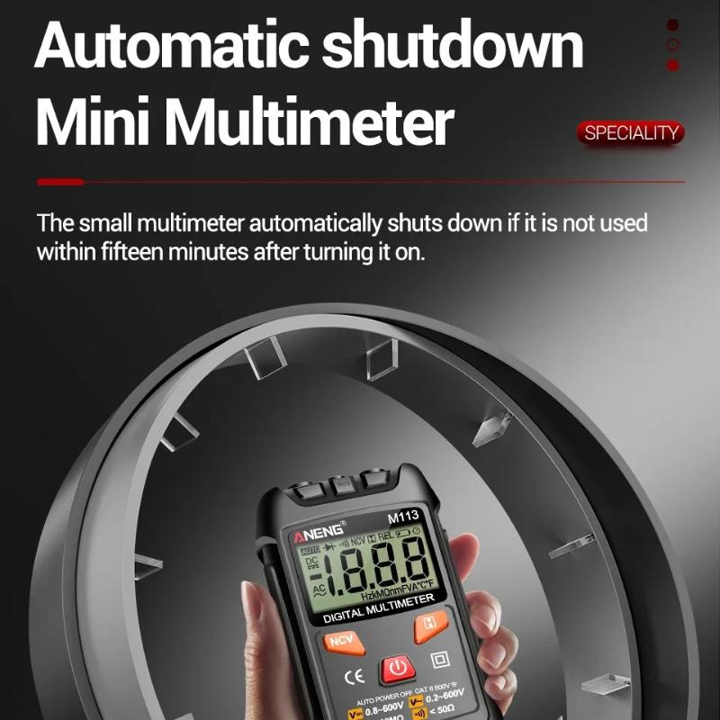 ANENG M113 Mini Intelligent Digital Multimetro 1999 Counts AC DC Volt Resistance NCV Portable Electric Test Tool High Precision with Digital Display