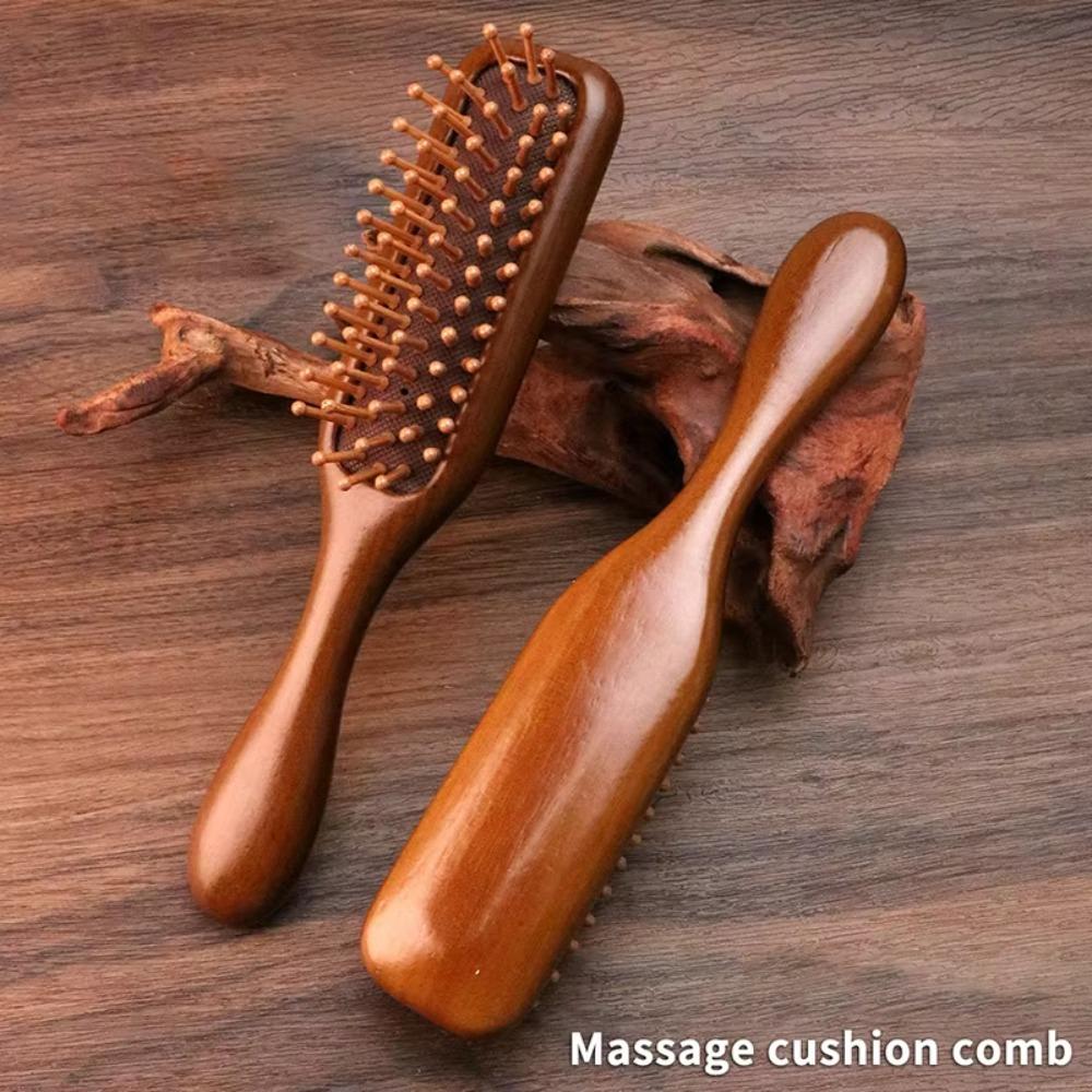 Golden Silk Sandalwood Narrow Air Bag Comb Gua Sha Scalp Massage Comb Quality Hair Comb