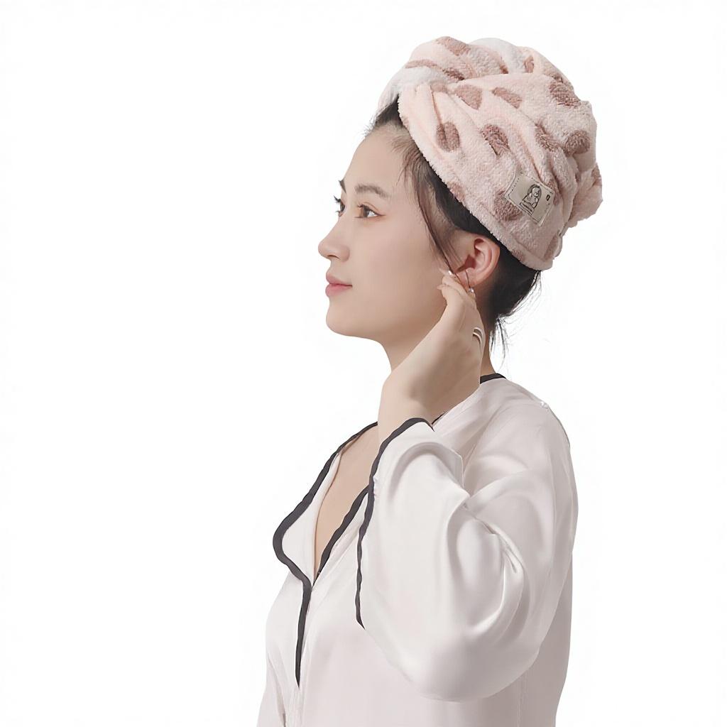 Women's Water Absorbent Quick-Drying Thickened No Shedding Hair Drying Cap Towel Headscarf
