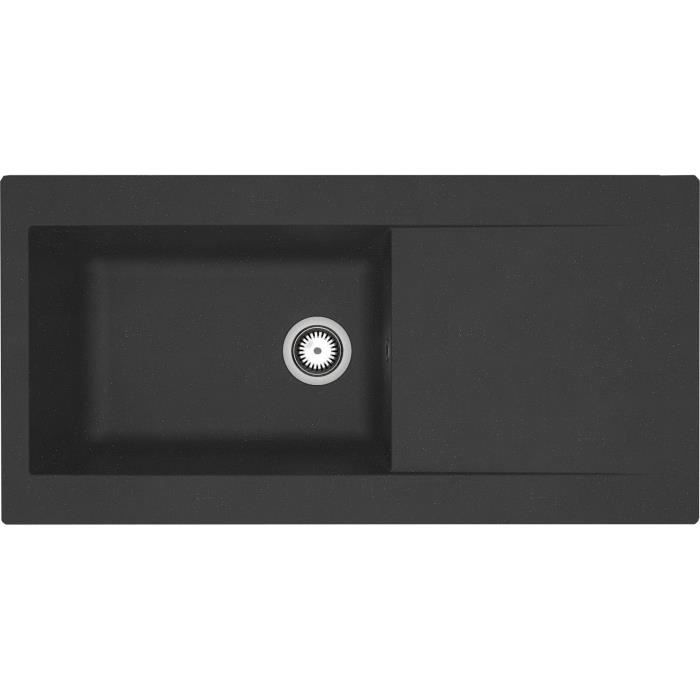 Built-in Resin Sink 1000 X 500 Mm 1 Large Bowl - Black - STRADOUR Lierra - Made In France