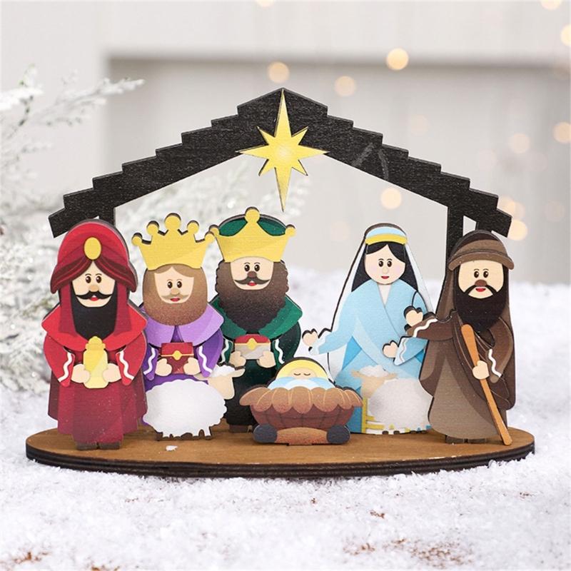 Мини Рождественский вертеп, набор для рождественских сцен, Рождественский набор, настольная табличка, религиозные сюжеты, фигурки для рождественского декора в помещении