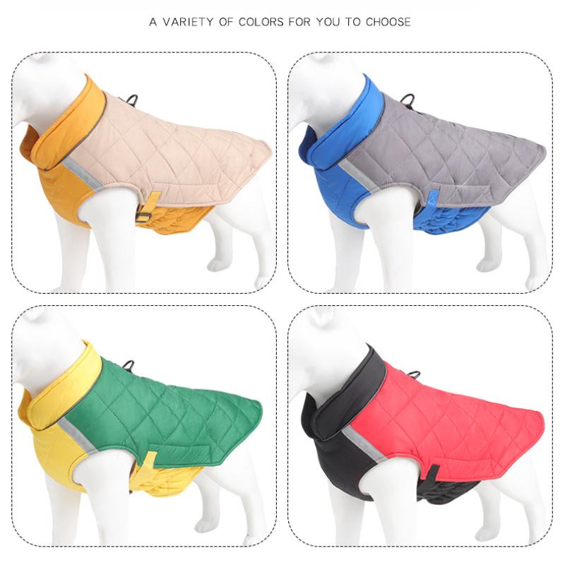 НОВАЯ Зимняя одежда для собак на заказ Утепленная одежда для питомцев со светоотражающими полосами Хлопковая куртка для щенка Декоративная куртка для питомца
