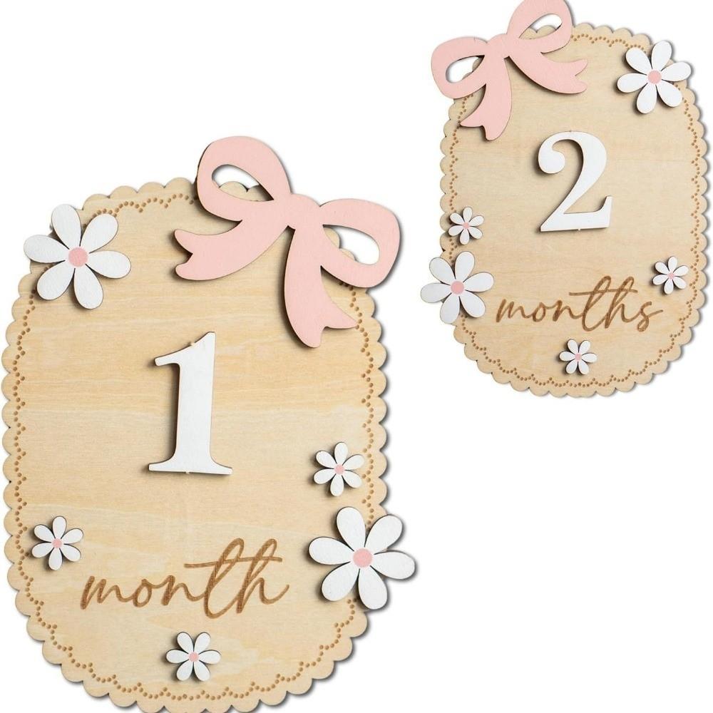 Wooden Milestone Photo Props Number Month Newborn Photography Props for Girls Boys