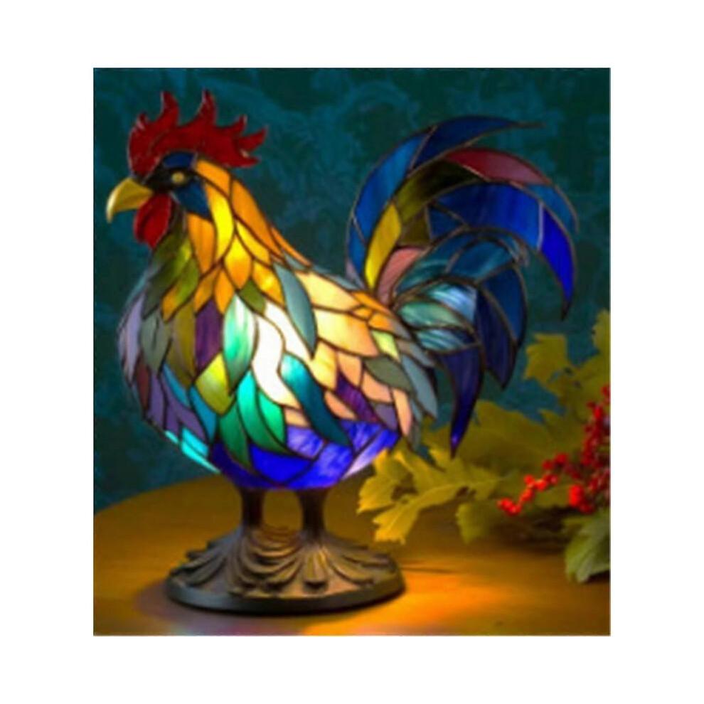 (петух)Настольная лампа в виде животного, витражная смола, витражный ночник, ретро настольные лампы, рождественский подарок