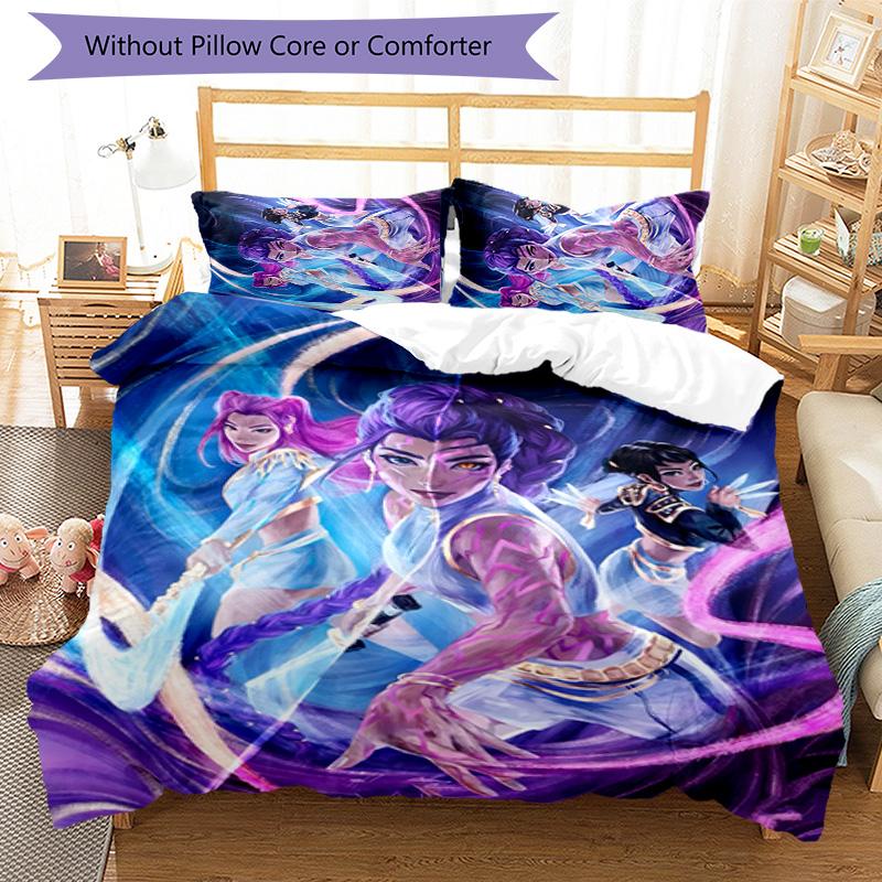 KPOP Hunter 3pcs Bedding Set Duvet Cover Closure Includes 1 Duvet Cover & 2 Pillowcases for All Seasons Bedroom Home Dorm Decor