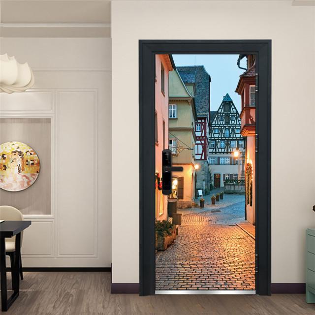 3D съемные стикеры на дверь с пейзажем Vinilos Para Puertas Клеящиеся обои Художественные фрески для дверей Библиотека Современный декор для дома