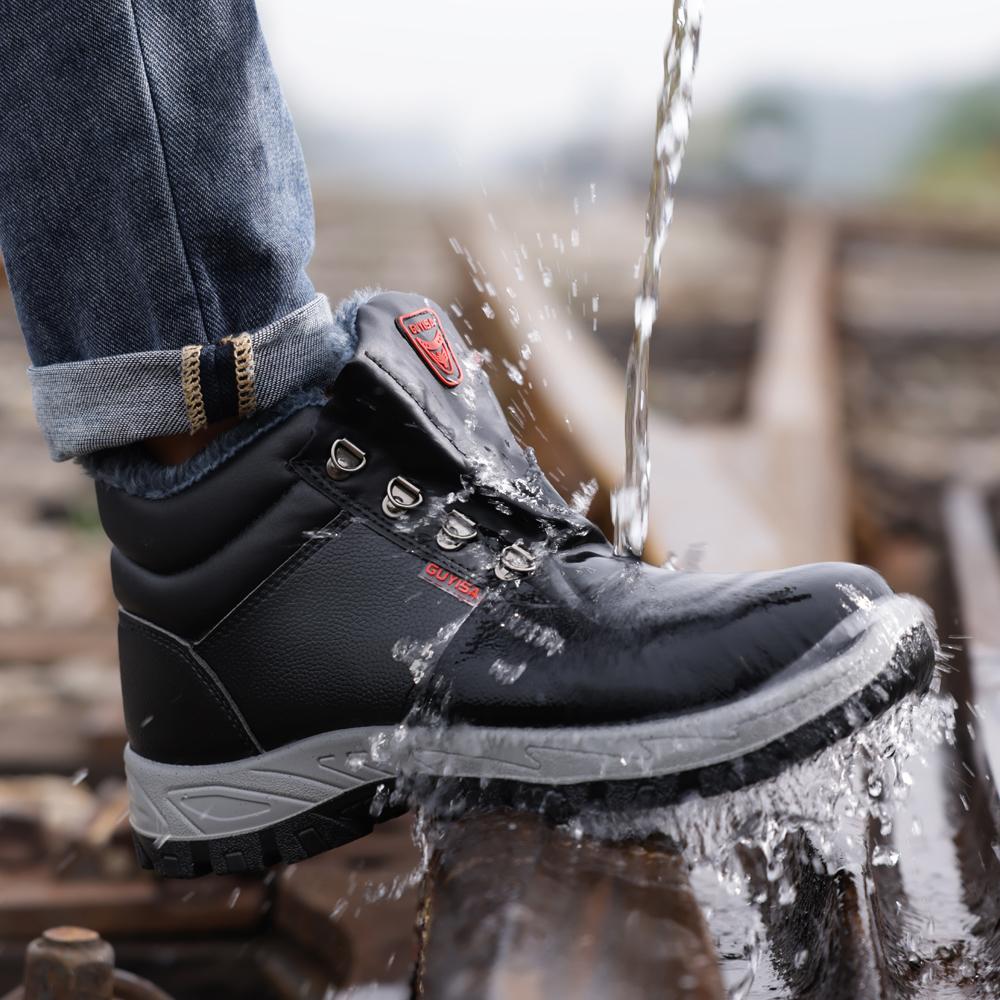 Высокие рабочие ботинки со стальным носком кожаные защитные ботинки для зимы водонепроницаемые рабочие ботинки мужские противоударные противопрокольные промышленные ботинки
