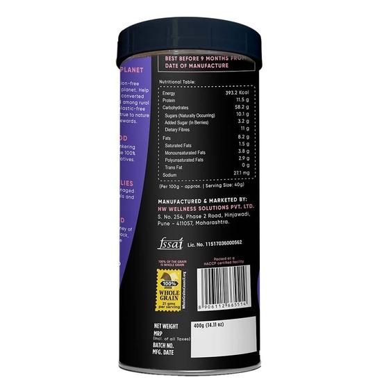 Шоколадные мюсли 400 г от True Elements - 100% цельнозерновые хлопья для завтрака | Мюсли с фруктами, орехами и семенами | Здоровые хлопья для завтрака для диеты