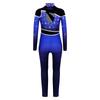 Girls Performance Jumpsuit Color Gradient Mock Neck Long Sleeve with Rhinestones Keyhole Back