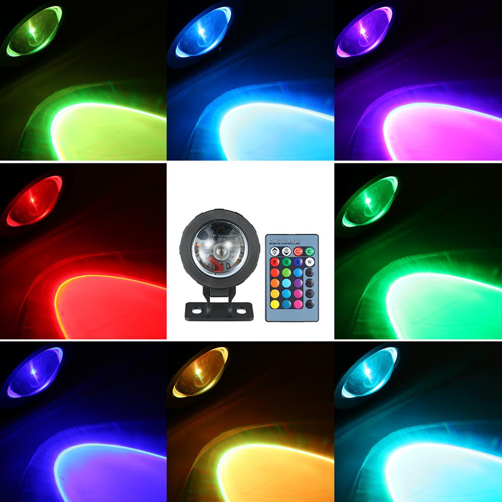 AC85-265V 10W RGB светодиодный подводный светильник с дистанционным управлением, 16 цветов, меняющийся