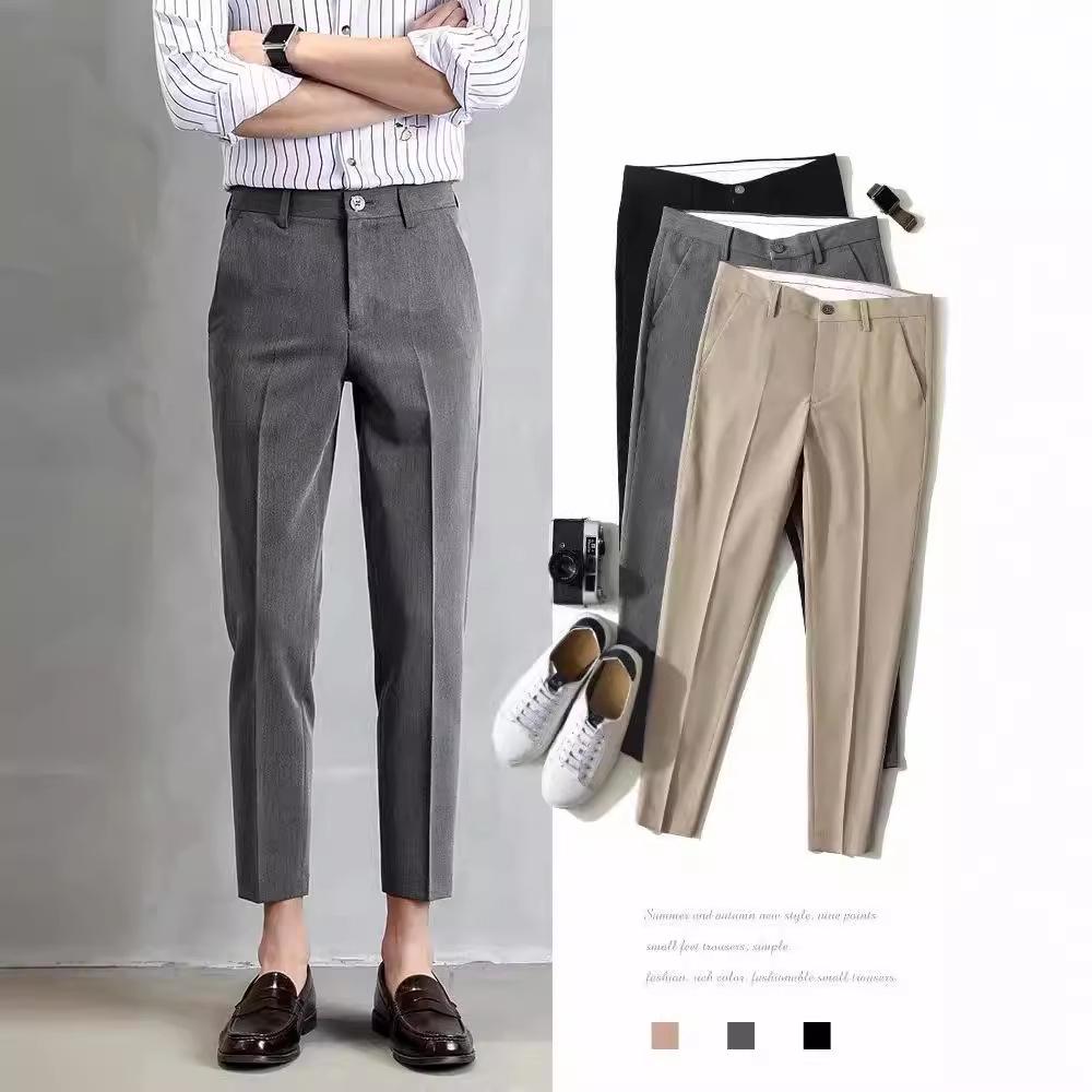 Мужские приталенные черные брюки от костюма в корейском стиле