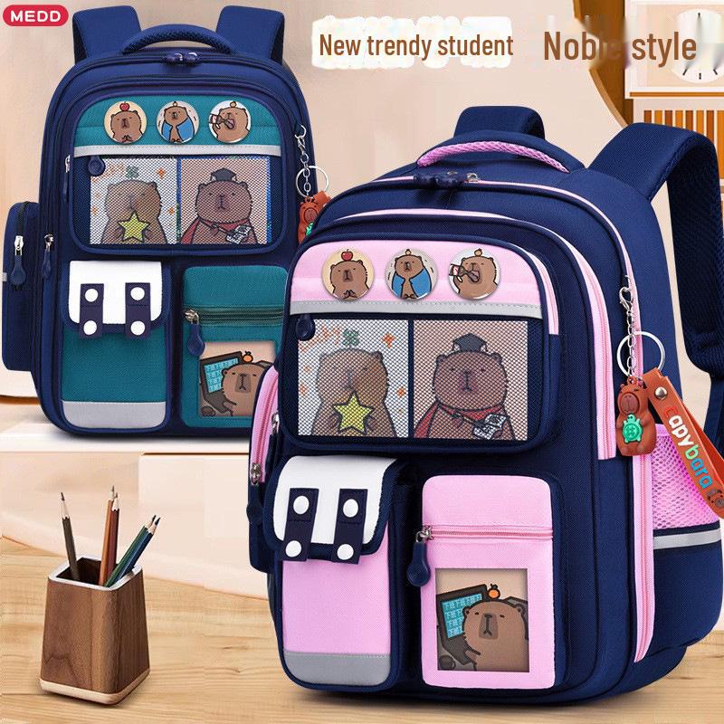 Легкий рюкзак большой вместимости Capibara для девочек начальной школы, 1-6 класс, с защитой позвоночника