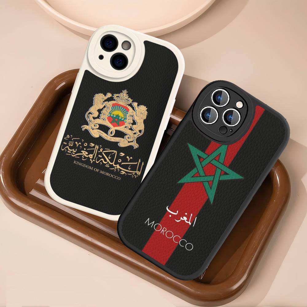 Morocco Map Flag For IPhone 16 15 14 13 12 11 Pro Max Plus Shockproof Leather Soft Phone Cover