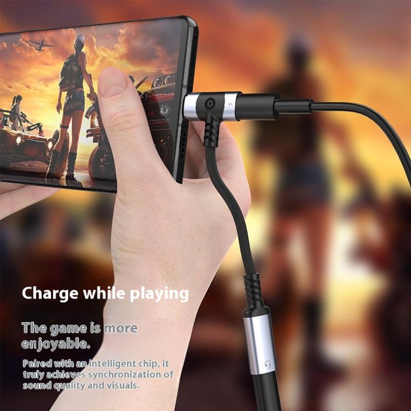 1 шт. Плетеный кабель-переходник 12 см PD с разъемом, универсальный портативный 2 в 1, адаптер для наушников USB-C, донгл 10 Вт, зарядный кабель Type-C