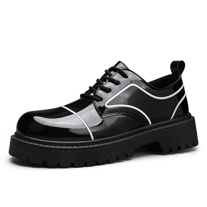 Модные блестящие кожаные туфли для мужчин, модные туфли на платформе, повседневная обувь для мужчин в британском стиле, черные туфли для мужчин, zapatos de cuero hombre