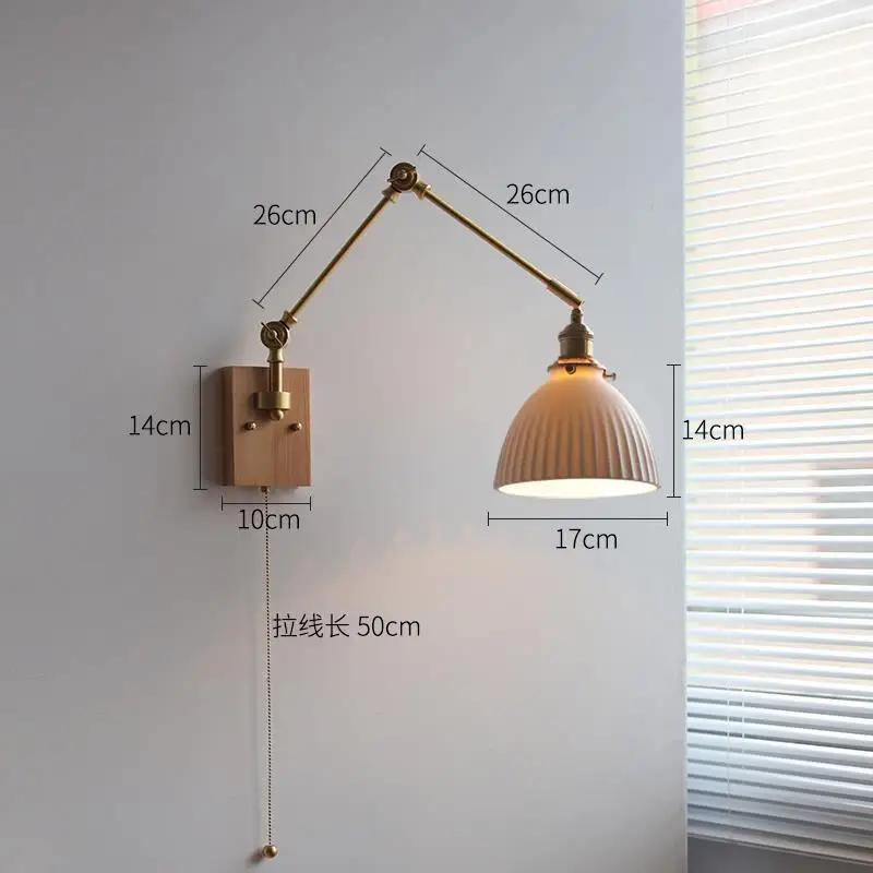 2025 New Ceramic Copper LED Wall Lamp Beside Left And Right Rotate Up And Down Swing Long Arm Wall Light Wandlamp Lighting