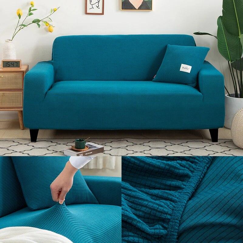 Jacquard Thick Sofa Covers for Living Room Plain Couch Cover Corner L Shape Chaise Longue Sofa Slipcovers Solid Color 1PC